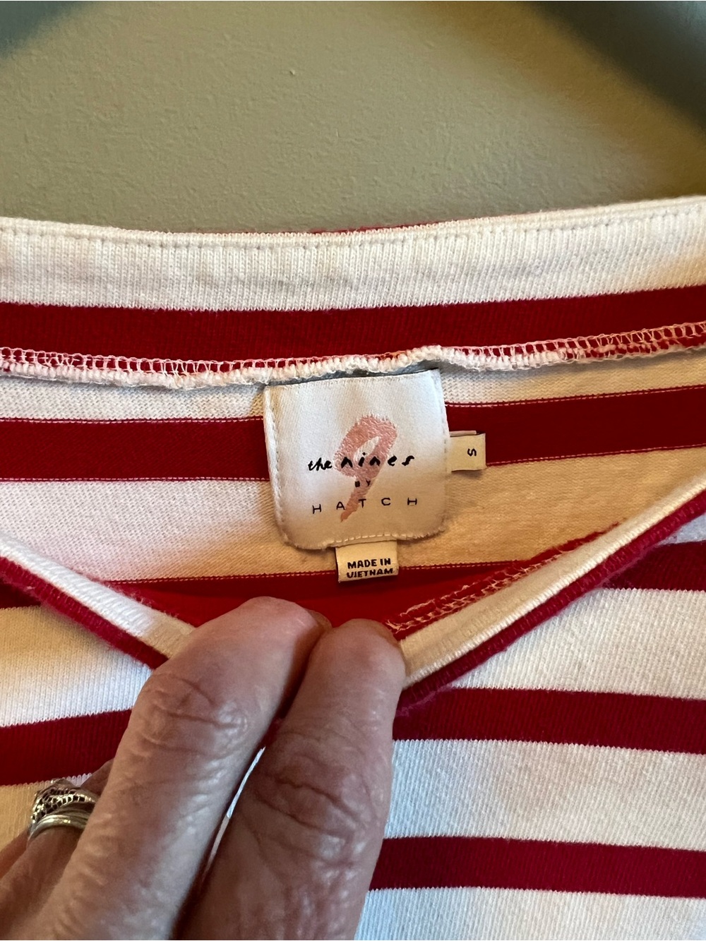Nines by Hatch Red & White Striped Boatneck Maternity Shirt - Picture 2 of 7